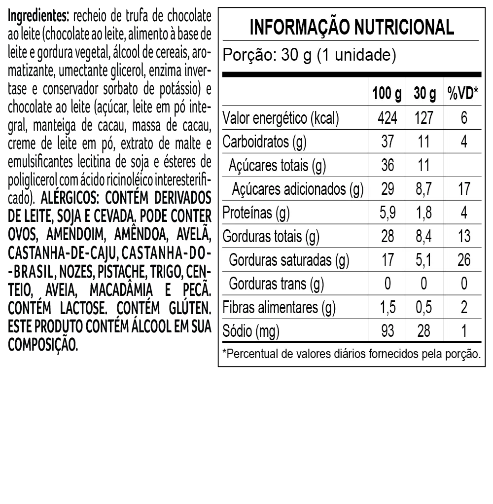 Trufa ao Leite Tradicional 30g - foto 2