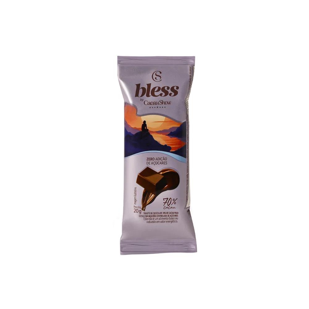 Tablete Bless Zero Adição de Açúcar de Chocolate 70% 20g - foto 1