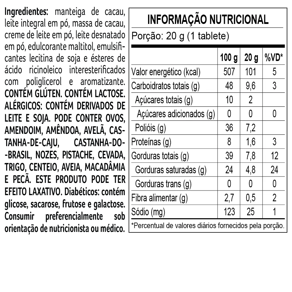 Tablete Bless Zero Adição de Açúcar ao Leite 20g - foto 3