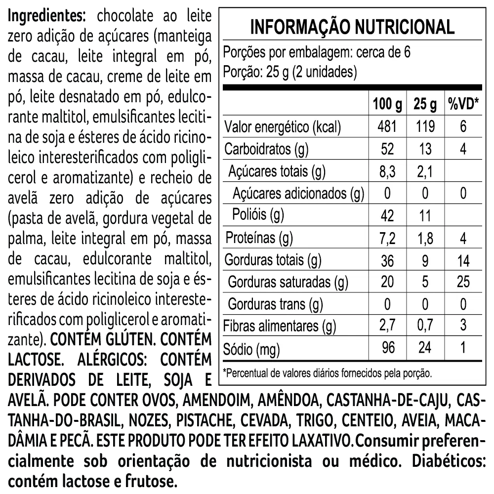 Caixa de Bombom Bless Zero Adição de Açúcar Avelã 160g - foto 3