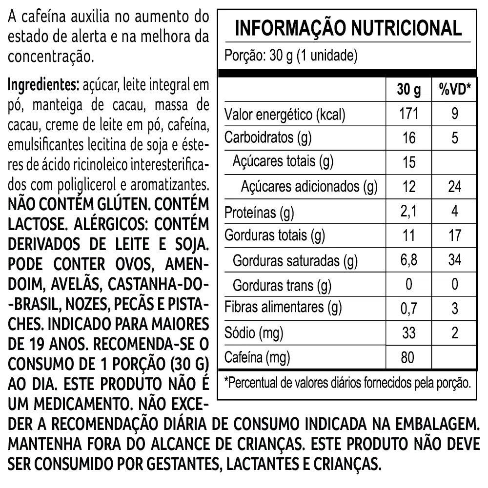 Tablete de Chocolate ao Leite Energy 30g - foto 2