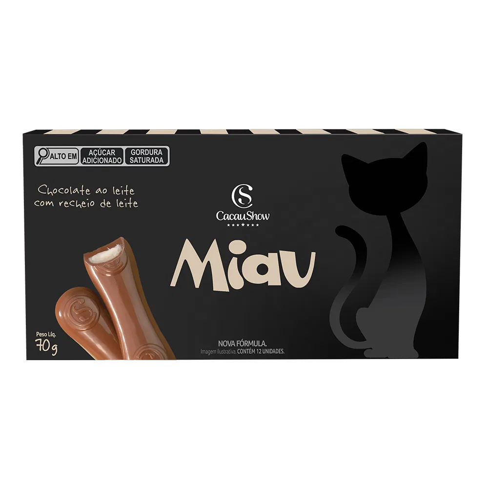 Tablete Miau de Chocolate ao Leite Recheado 70g - foto 1