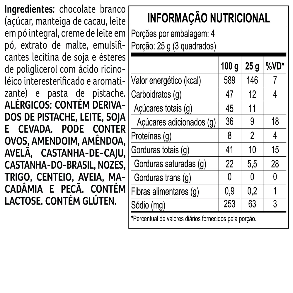 Tablete laCreme de Chocolate Branco com Pistache 100g - foto 2
