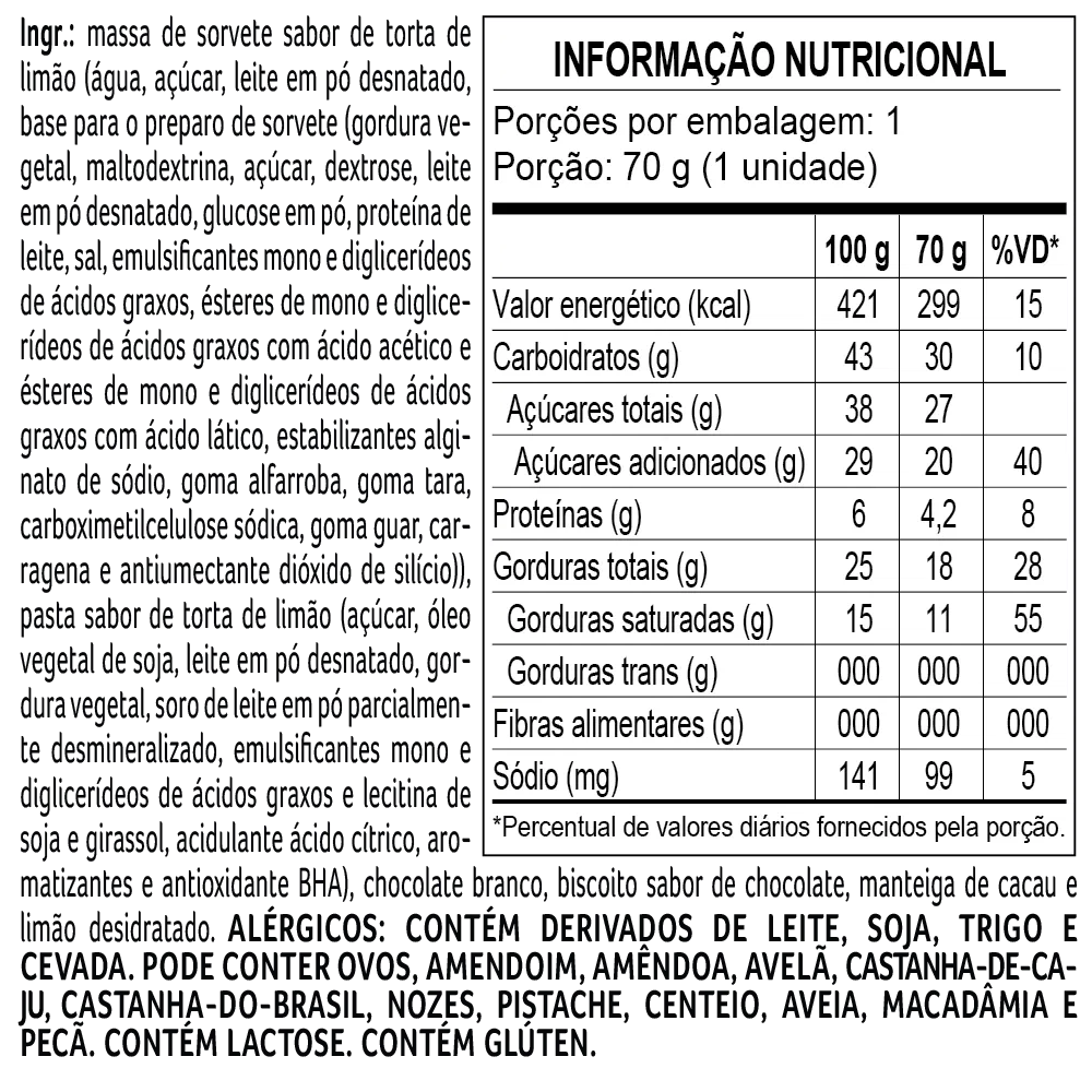 Sorvete Torta de Limão 70g - foto 2