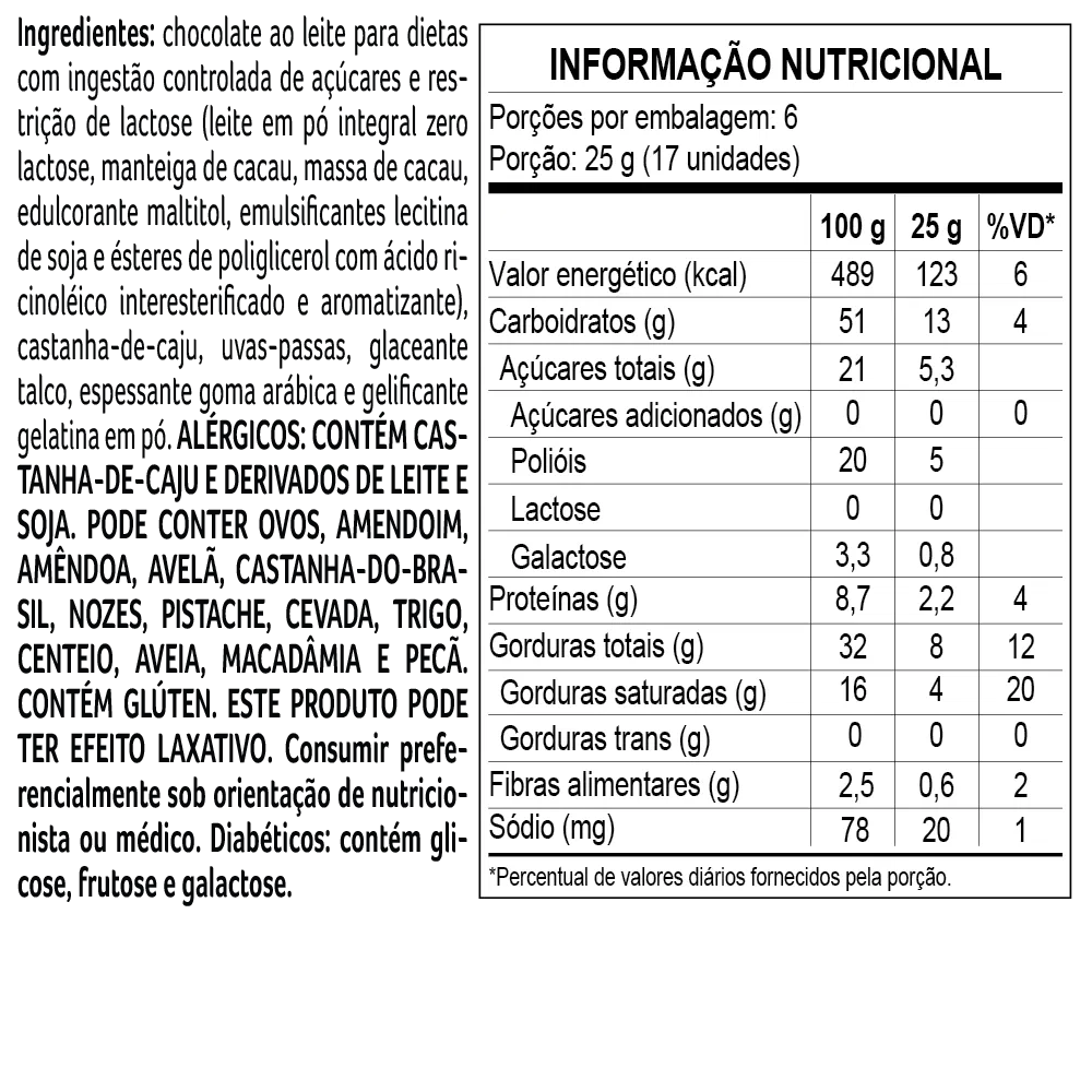 Drageado Bless Zero Açúcar e Zero Lactose de Uva com Castanhas 150g - foto 2