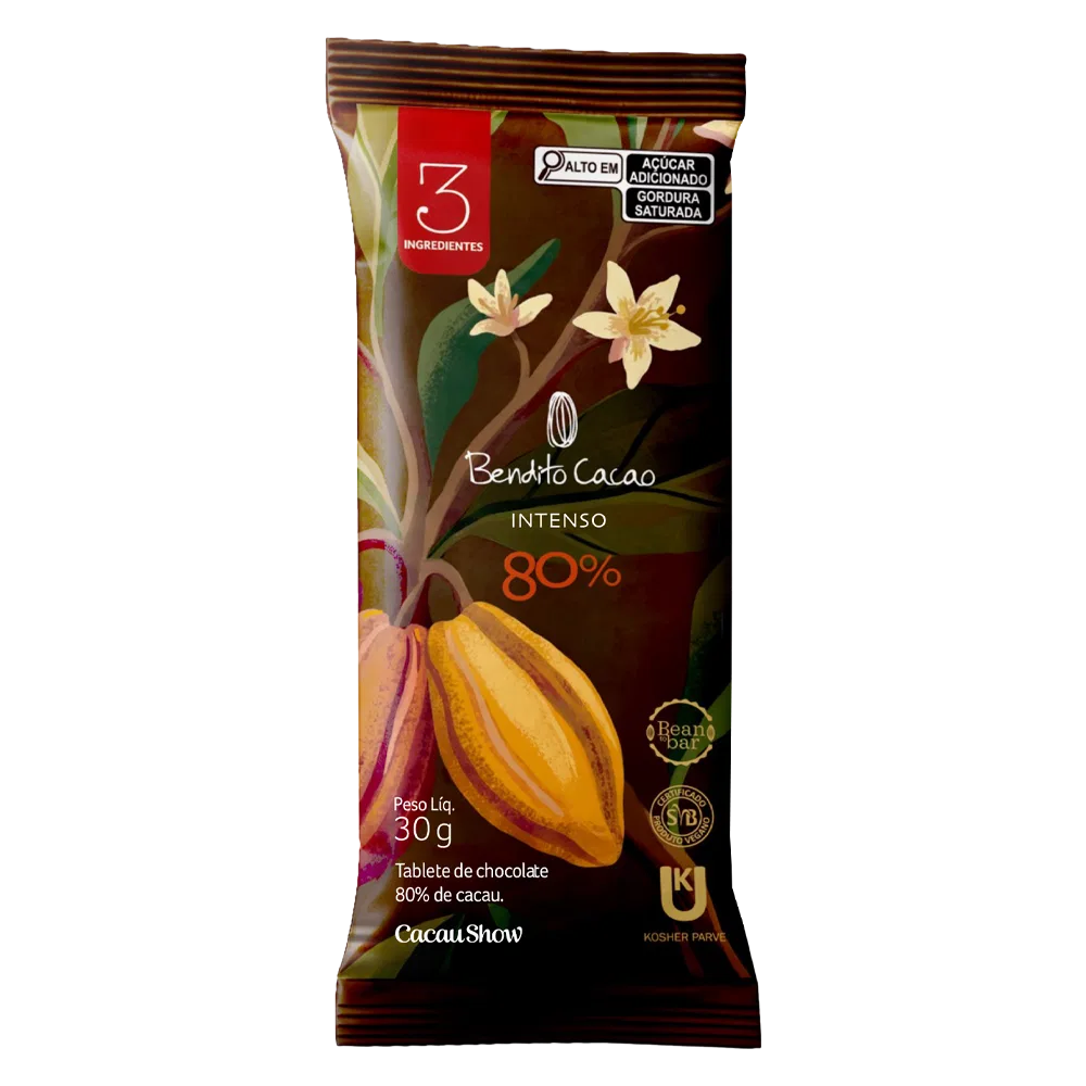 Tablete de Chocolate Intenso Bendito Cacao 80% 30g - foto 1